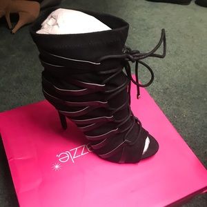 Black peep toe booties
